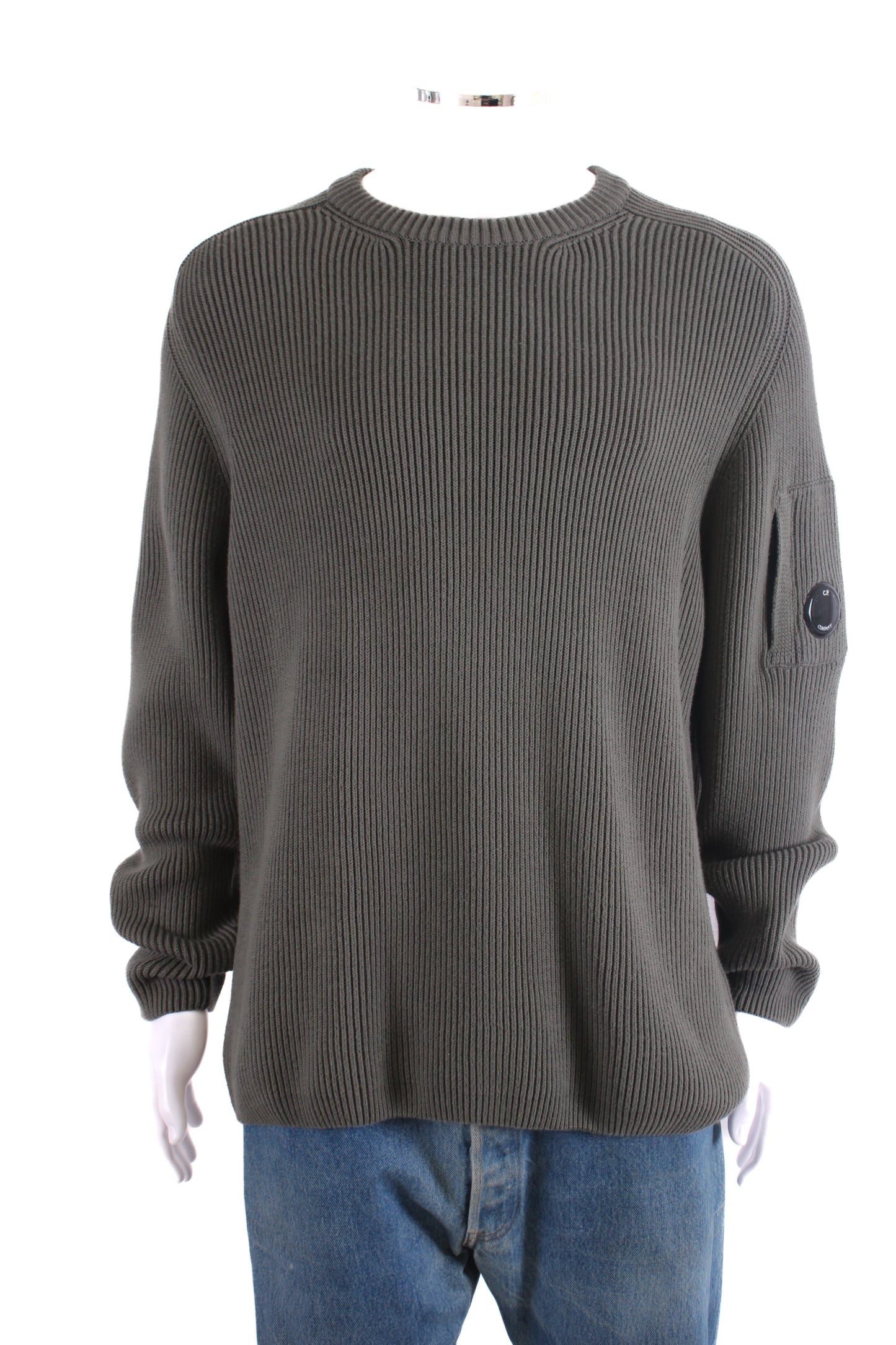CP Company L/S Ribbed Knit Jumper Khaki XXL | XXL, Khaki