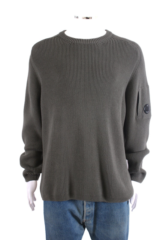 CP Company L/S Ribbed Knit Jumper Khaki XXL | XXL, Khaki