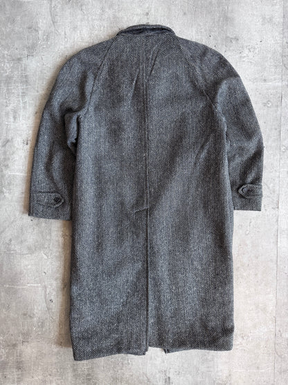 Burberry Grey Herringbone Tweed Overcoat