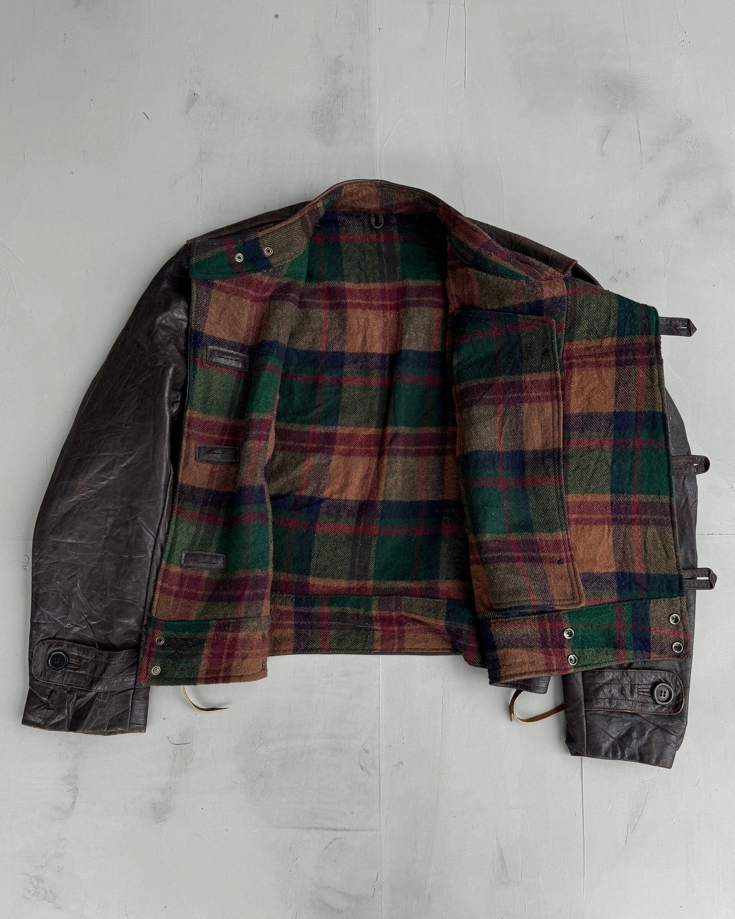 90'S SWEDISH ARMY LEATHER MOTO JACKET - L | Large, Brown