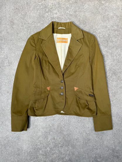 Galliano Logo Plaque Khaki Fitted Blazer