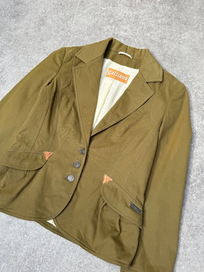 Galliano Logo Plaque Khaki Fitted Blazer