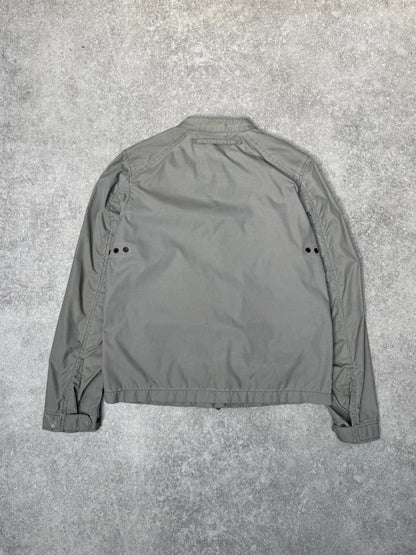 2003 Prada Grey Grommet Detail Nylon Biker Jacket