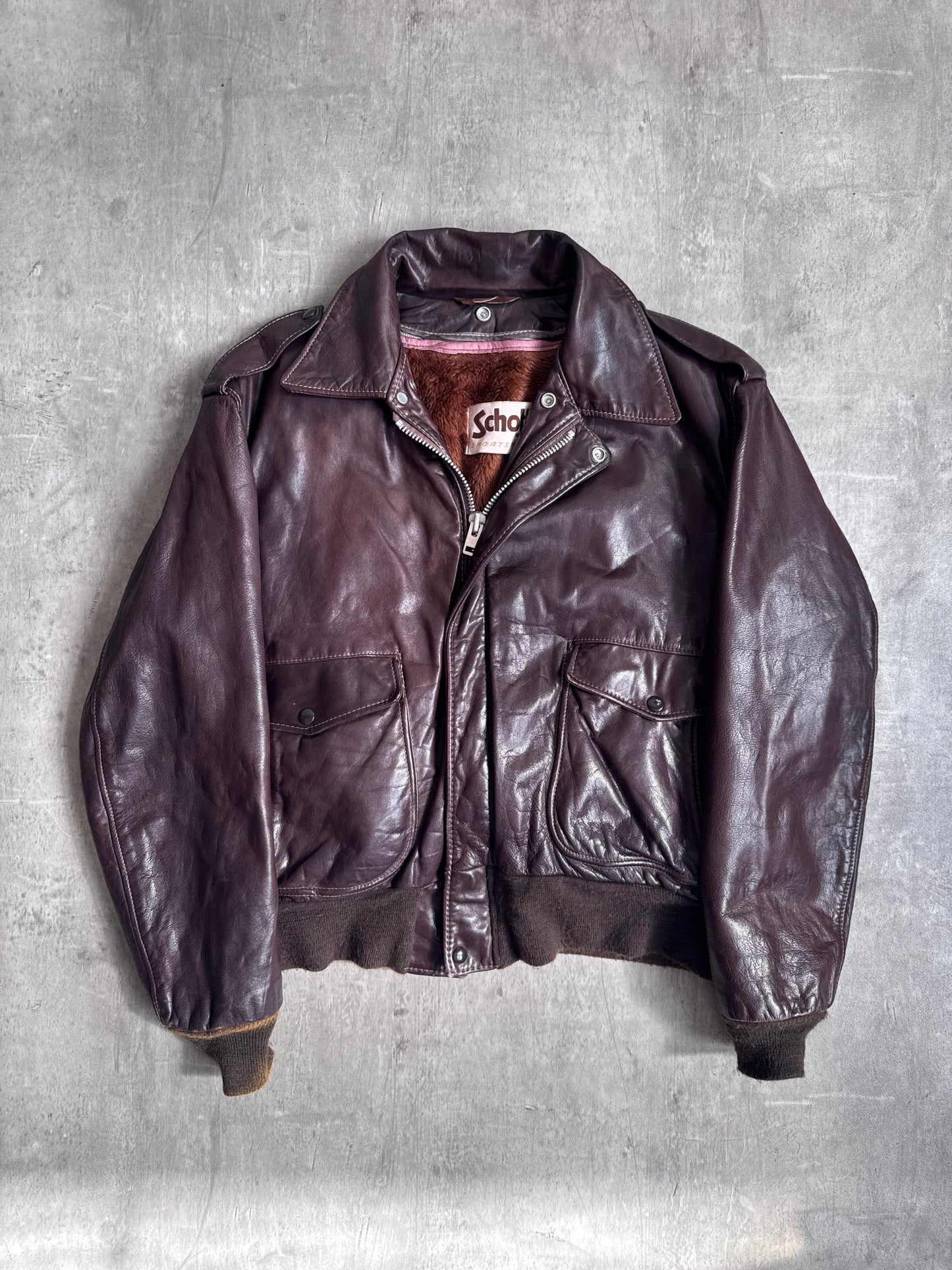Schott Brown Soft Leather Flight Bomber Jacket