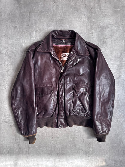 Schott Brown Soft Leather Flight Bomber Jacket