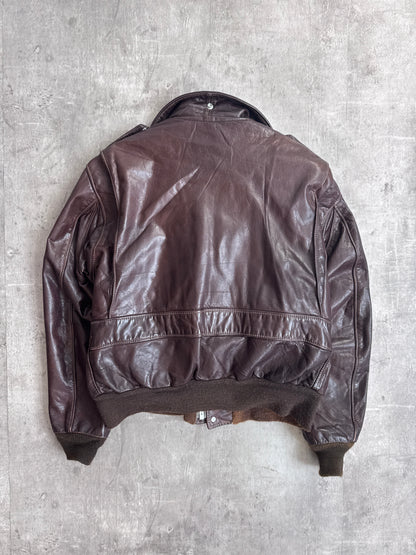 Schott Brown Soft Leather Flight Bomber Jacket