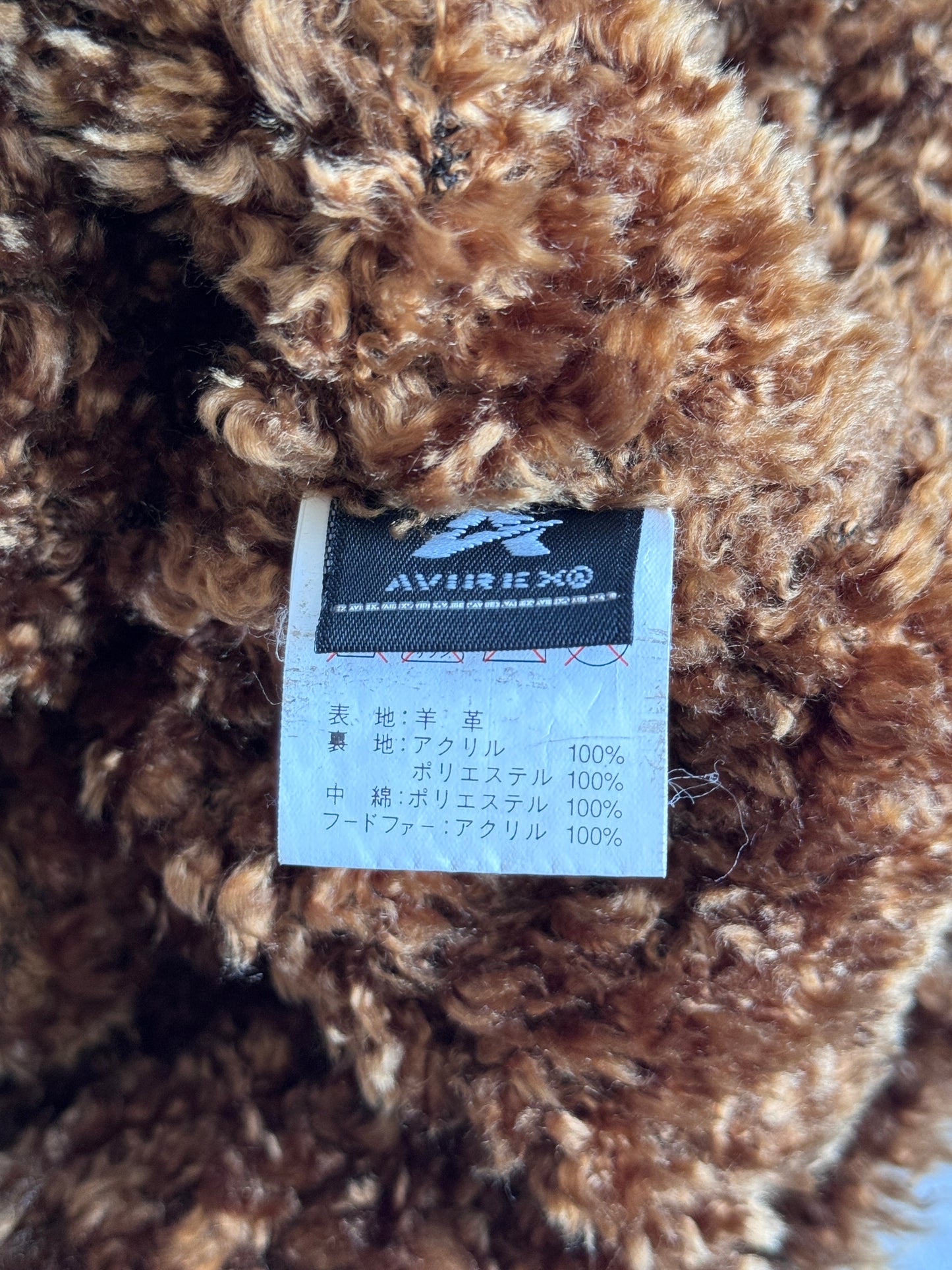 Avirex B-15 Style Boa Collar Trim Shearling Flight Jacket