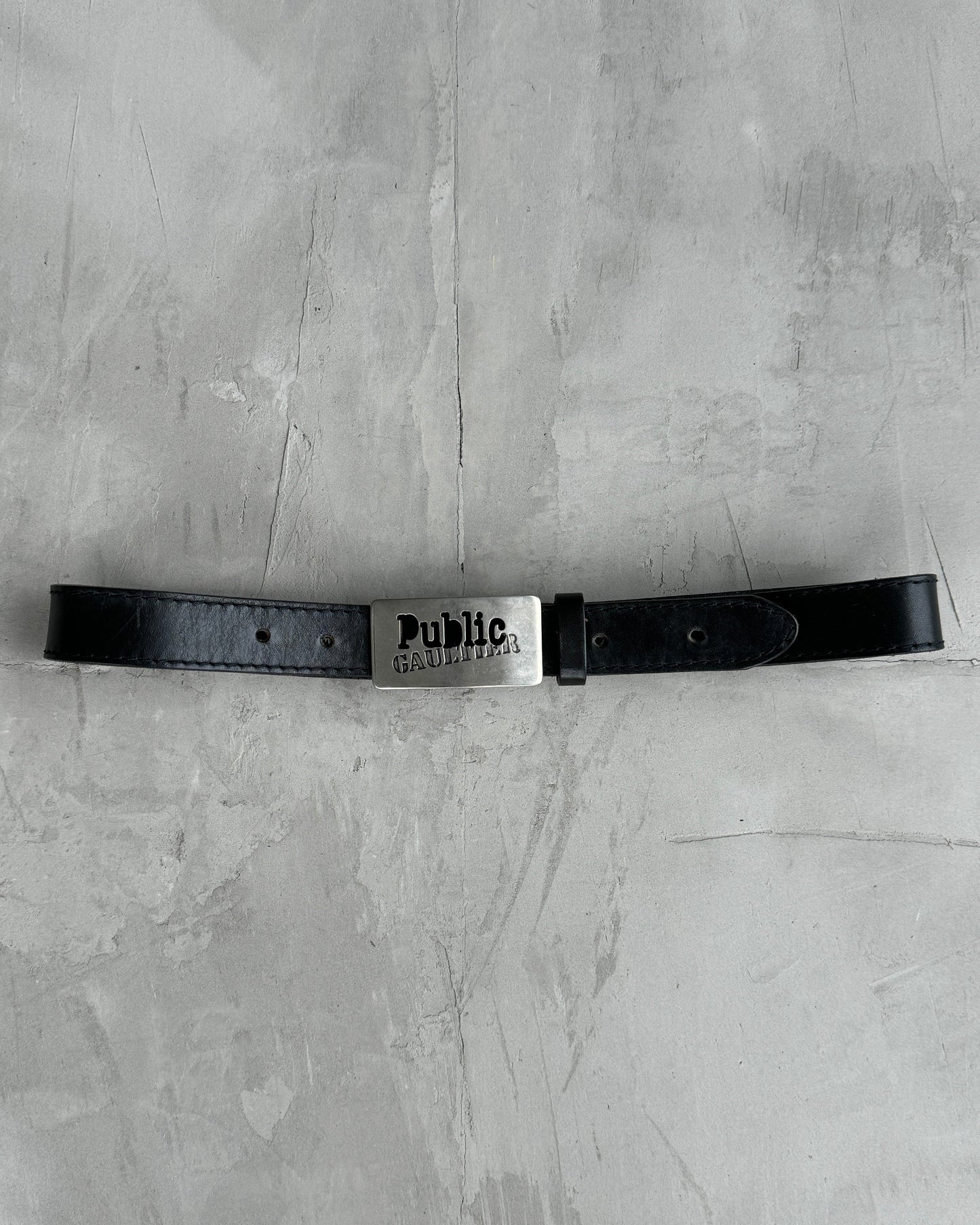 JEAN PAUL GAULTIER 'PUBLIC GAULTIER' METAL & LEATHER BELT - S | O/S, Black