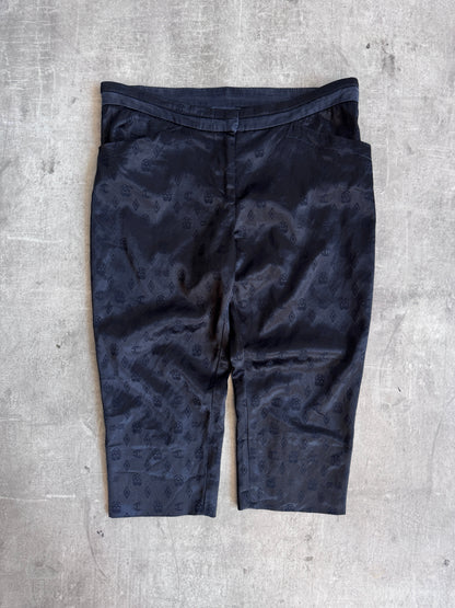 2000's Cavalli Black Satin Monogram Print Capris | W28, Multicoloured