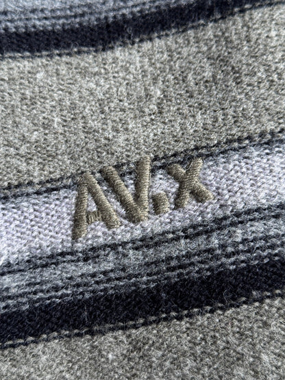 1990s Avirex Grey Striped Wool Knit Sweater