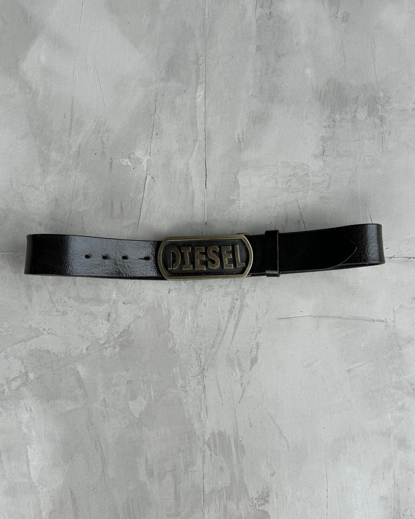 DIESEL METAL & LEATHER LOGO BELT