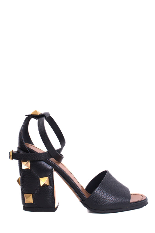 Valentino Roman Stud Block Heels Black 39 | O/S, Black