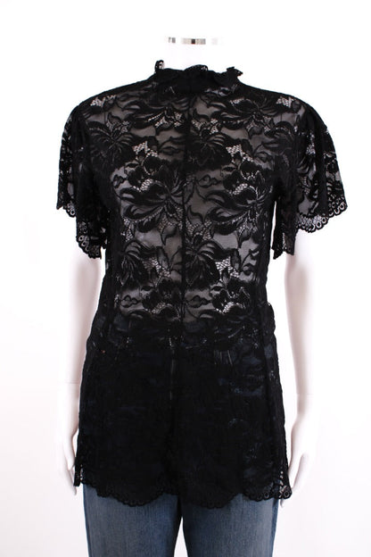 Paco Rabanne S/S Lace Top Black 10 | Default Title, Black