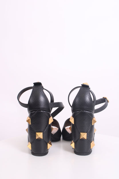 Valentino Roman Stud Block Heels Black 39 | O/S, Black