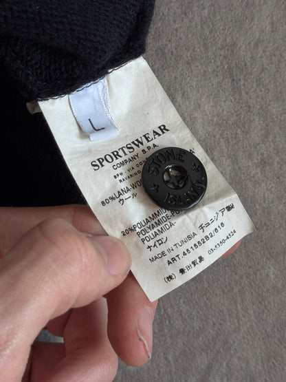 A/W 2006 Stone Island Navy Knit Quarter Zip Button Up Turtleneck
