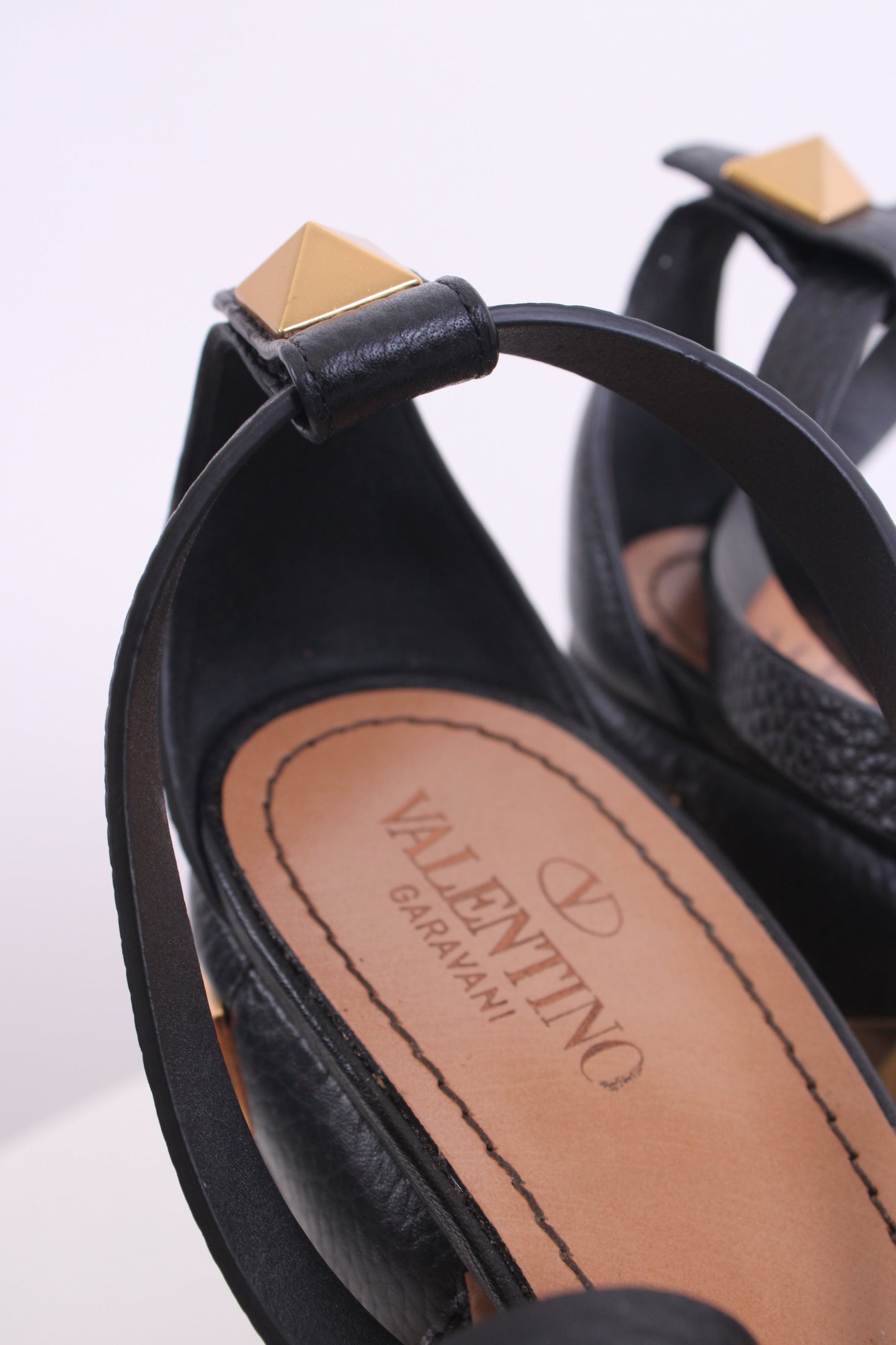 Valentino Roman Stud Block Heels Black 39 | O/S, Black