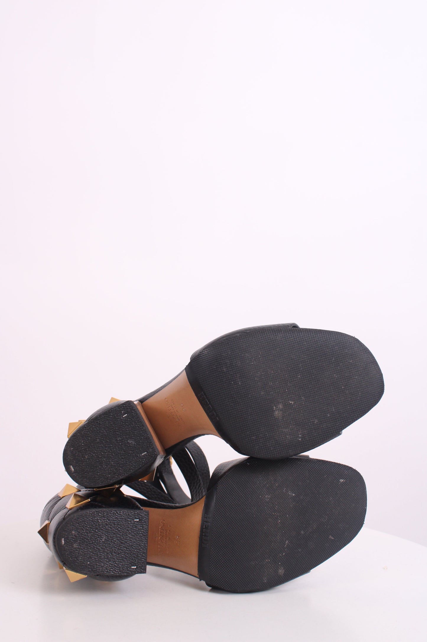 Valentino Roman Stud Block Heels Black 39 | O/S, Black