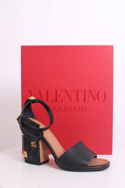 Valentino Roman Stud Block Heels Black 39 | O/S, Black