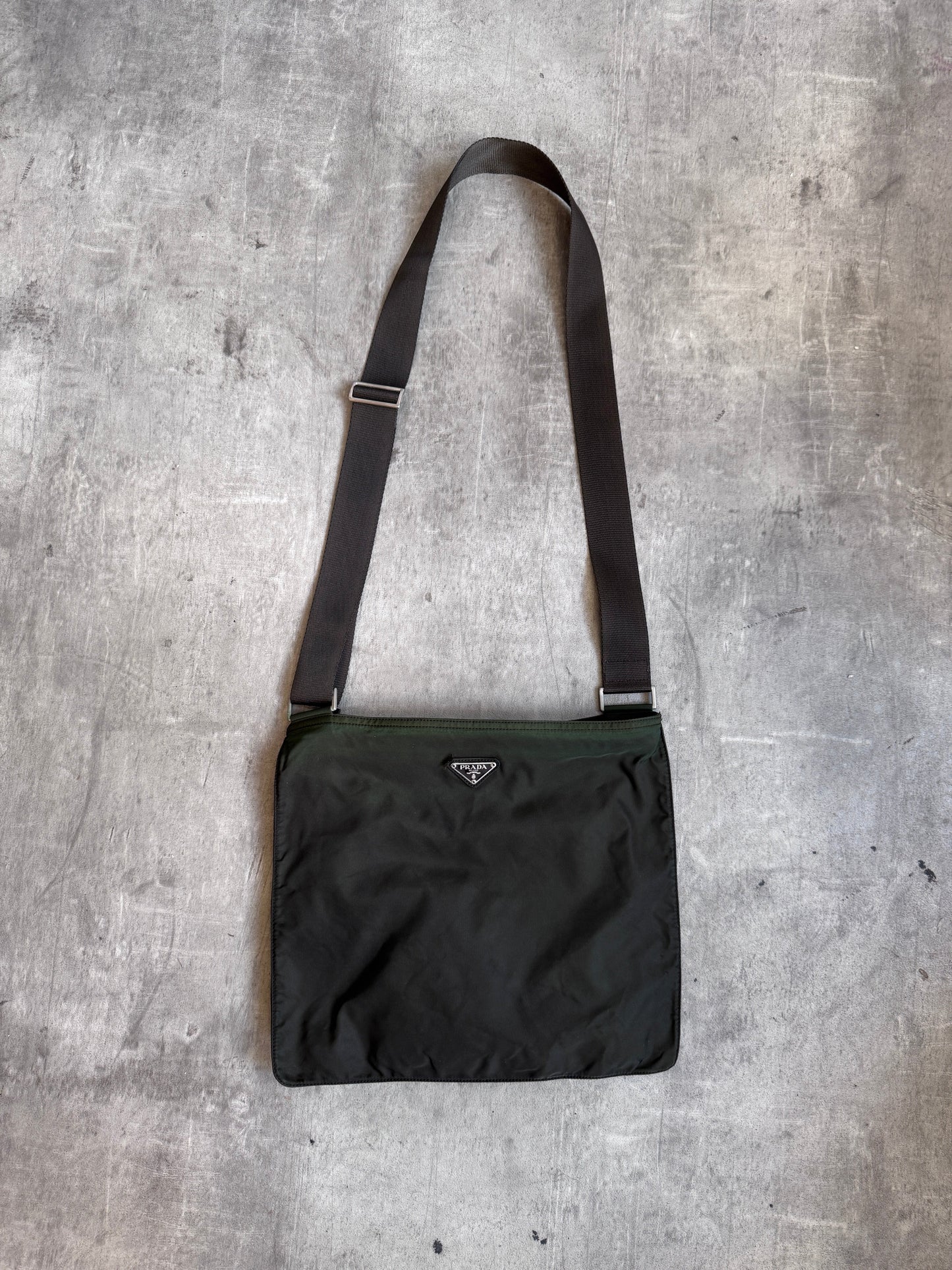 Prada Nylon Olive Green Tote Crossbody Bag