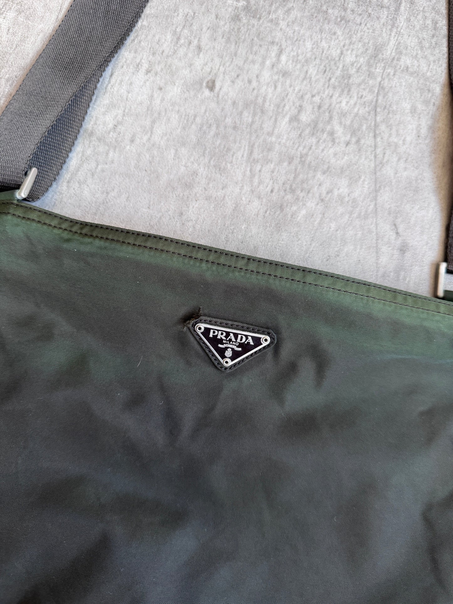 Prada Nylon Olive Green Tote Crossbody Bag