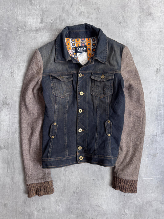 Dolce and Gabbana Tweed Hybrid Denim Jacket
