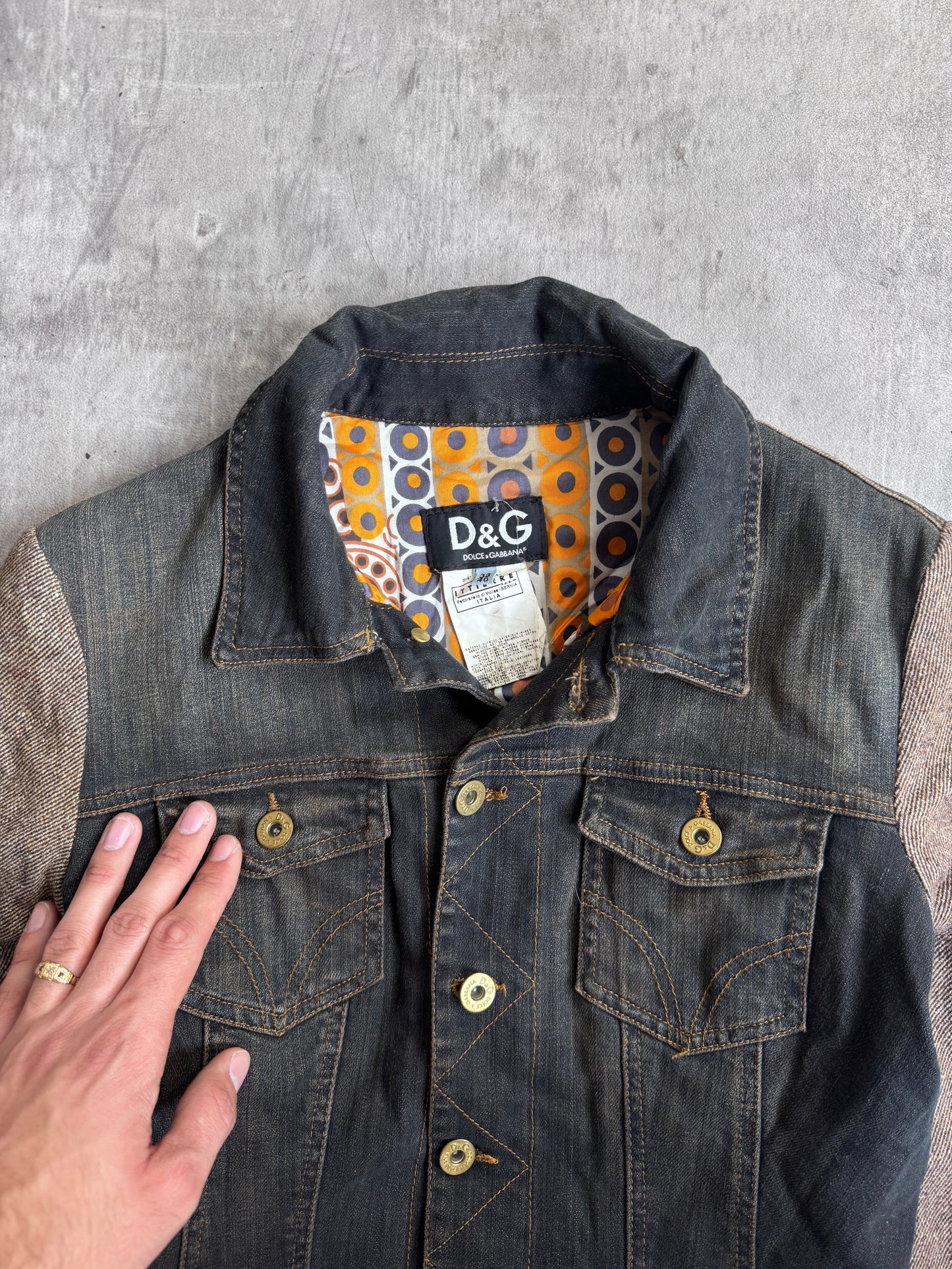 Dolce and Gabbana Tweed Hybrid Denim Jacket