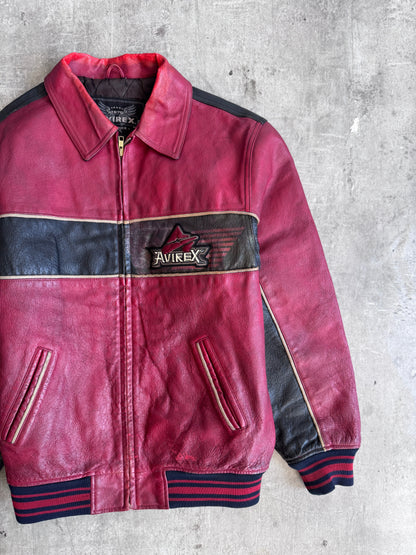 2000's Avirex 'Ice Tiger' Colourblock Leather Varsity Jacket | Medium, Multicoloured