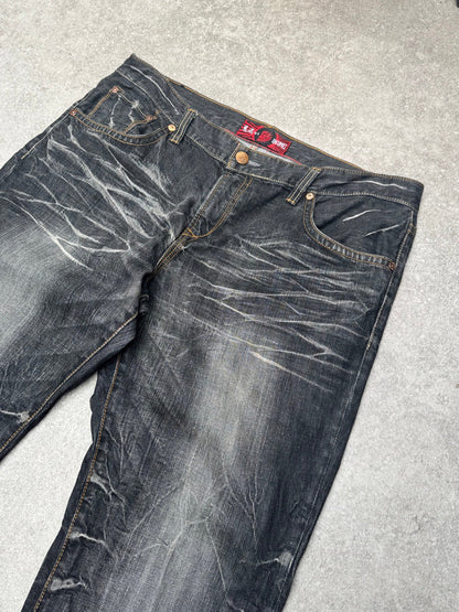 Oniarai Jeans Studded Pocket Distressed Black Jeans