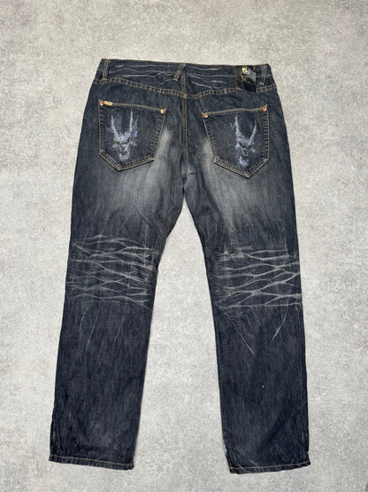 Oniarai Jeans Studded Pocket Distressed Black Jeans