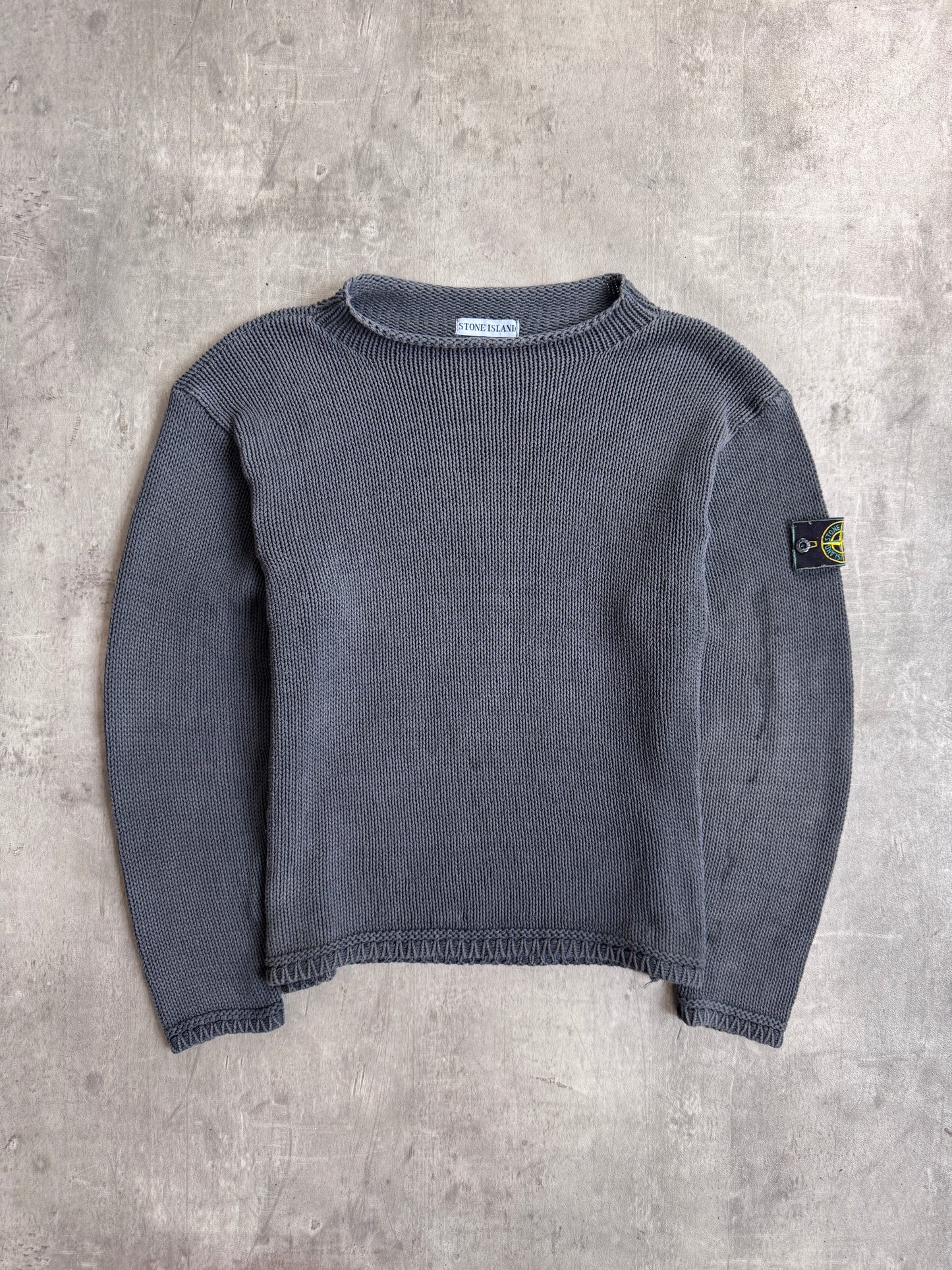A/W1998 Stone Island Washed Black Low Gauge Knit Sweater