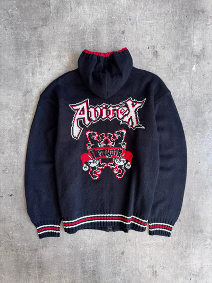 2000's Avirex Jaquard Graphic Chunky Knit Cardigan | Large, Multicoloured