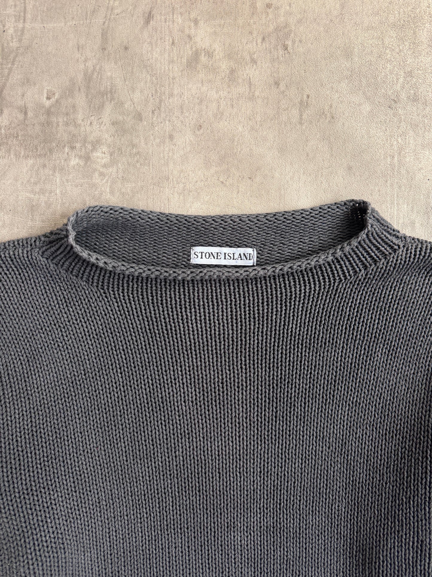 A/W1998 Stone Island Washed Black Low Gauge Knit Sweater