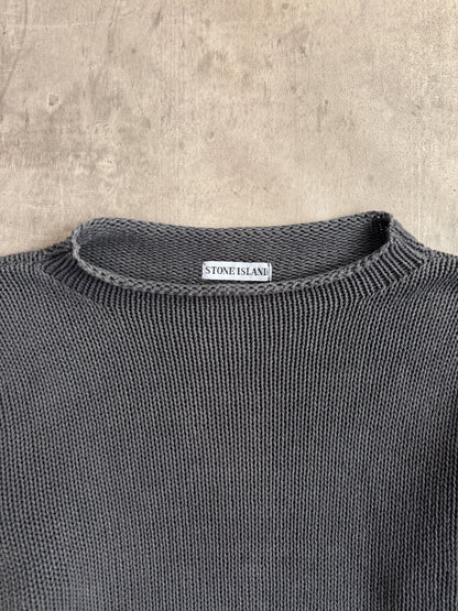 A/W1998 Stone Island Washed Black Low Gauge Knit Sweater