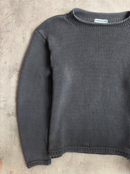 A/W1998 Stone Island Washed Black Low Gauge Knit Sweater