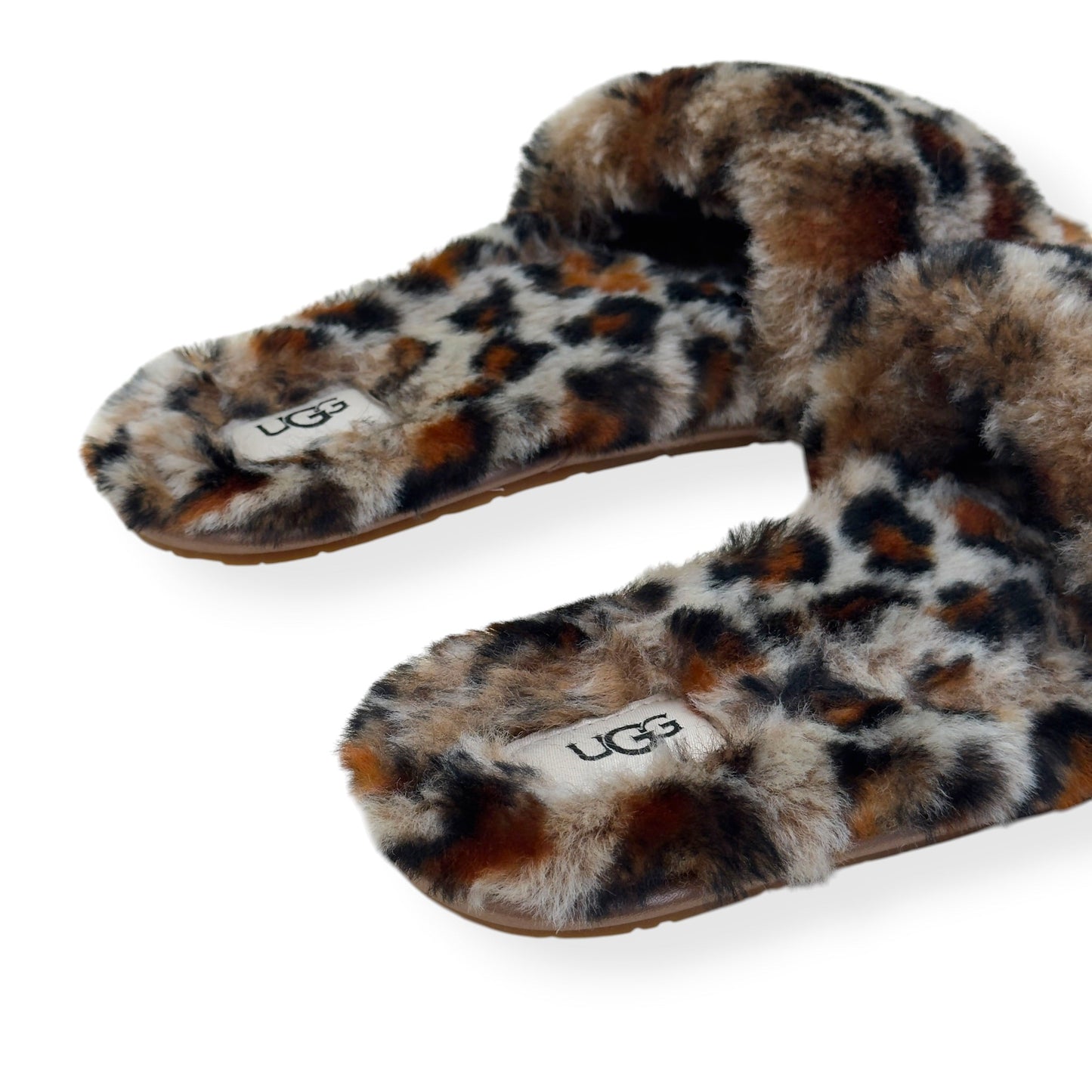 UGG FLUFF YEAH SLIDE II LEOPARD PRINT SLIPPER BROWN UK7 | UK 7, Brown