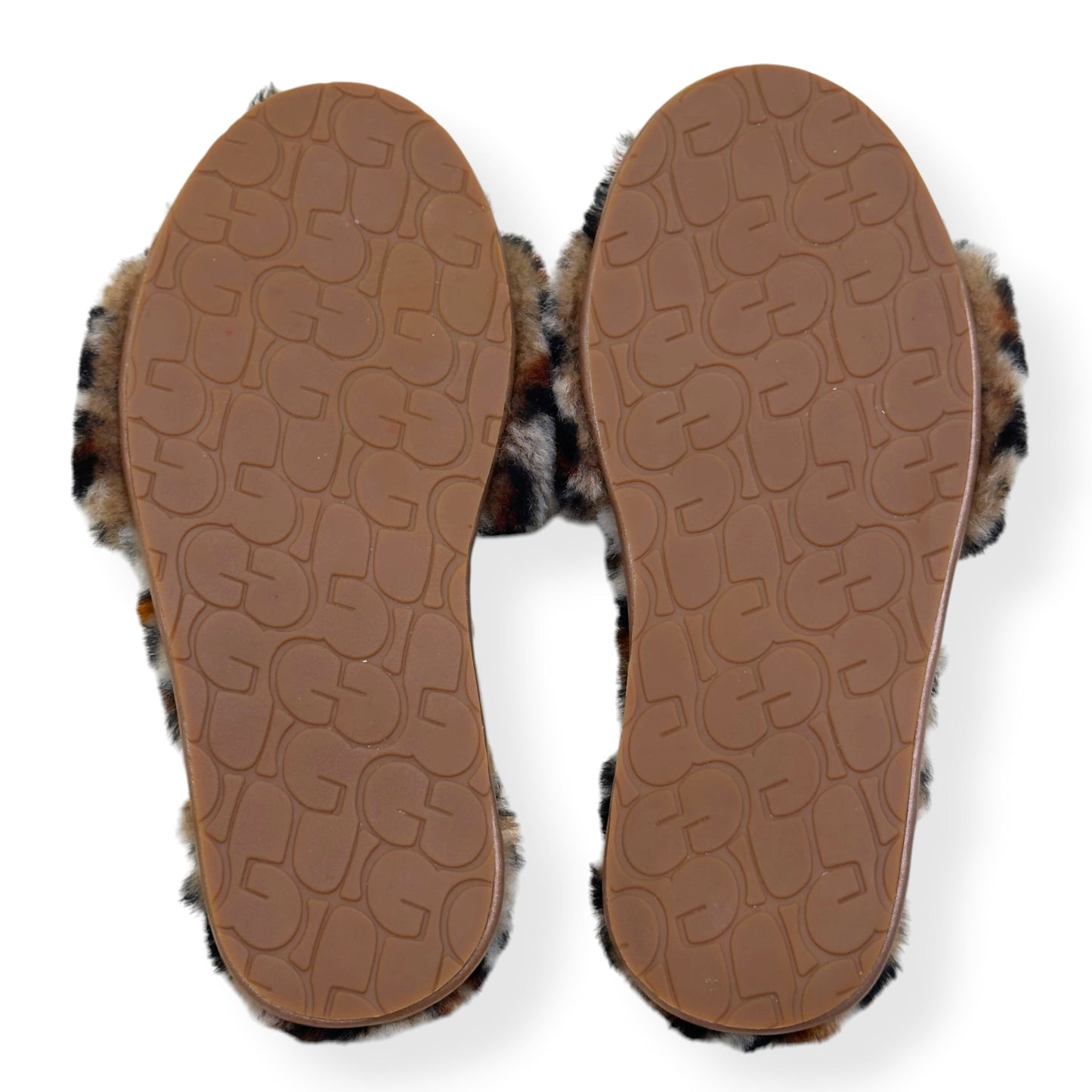 UGG FLUFF YEAH SLIDE II LEOPARD PRINT SLIPPER BROWN UK7 | UK 7, Brown