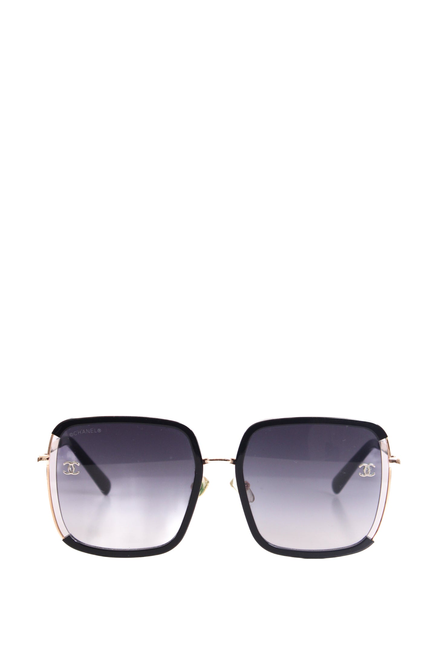 Chanel Square Frame Sunglasses Black/ Gold | O/S, Black
