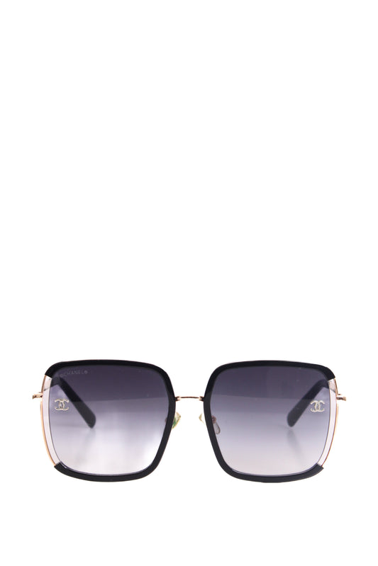 Chanel Square Frame Sunglasses Black/ Gold | O/S, Black