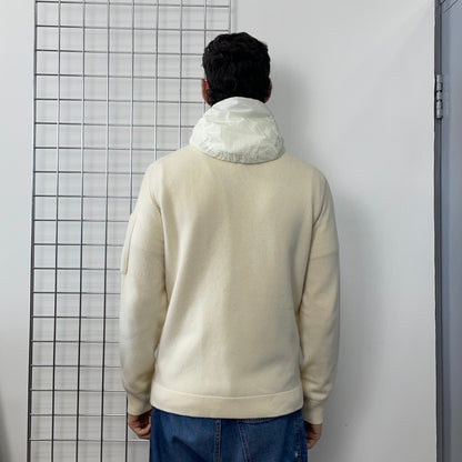 C.P. Company Cream Hybrid Zip-Through Knit Jacket | Large, Cream