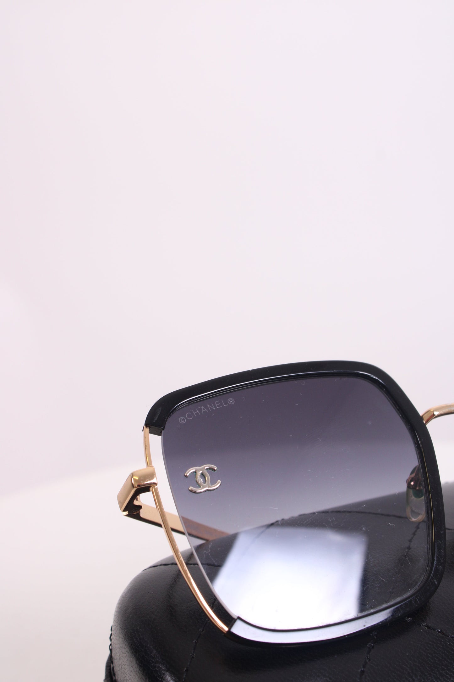 Chanel Square Frame Sunglasses Black/ Gold | O/S, Black