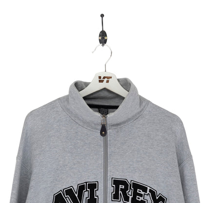 Avirex Oversized Spellout Grey Zip Up Sweater