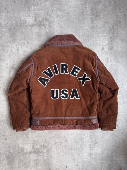 Avirex Brown Corduroy Thermolite B3 Shearling Flight Jacket