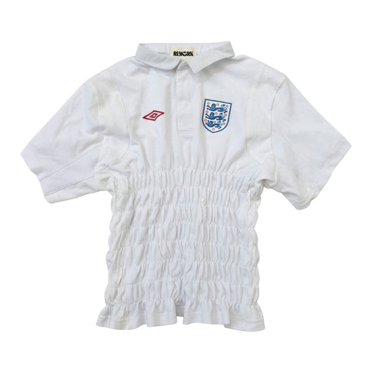 VT Rework : England x Umbro White Half Shirred Top