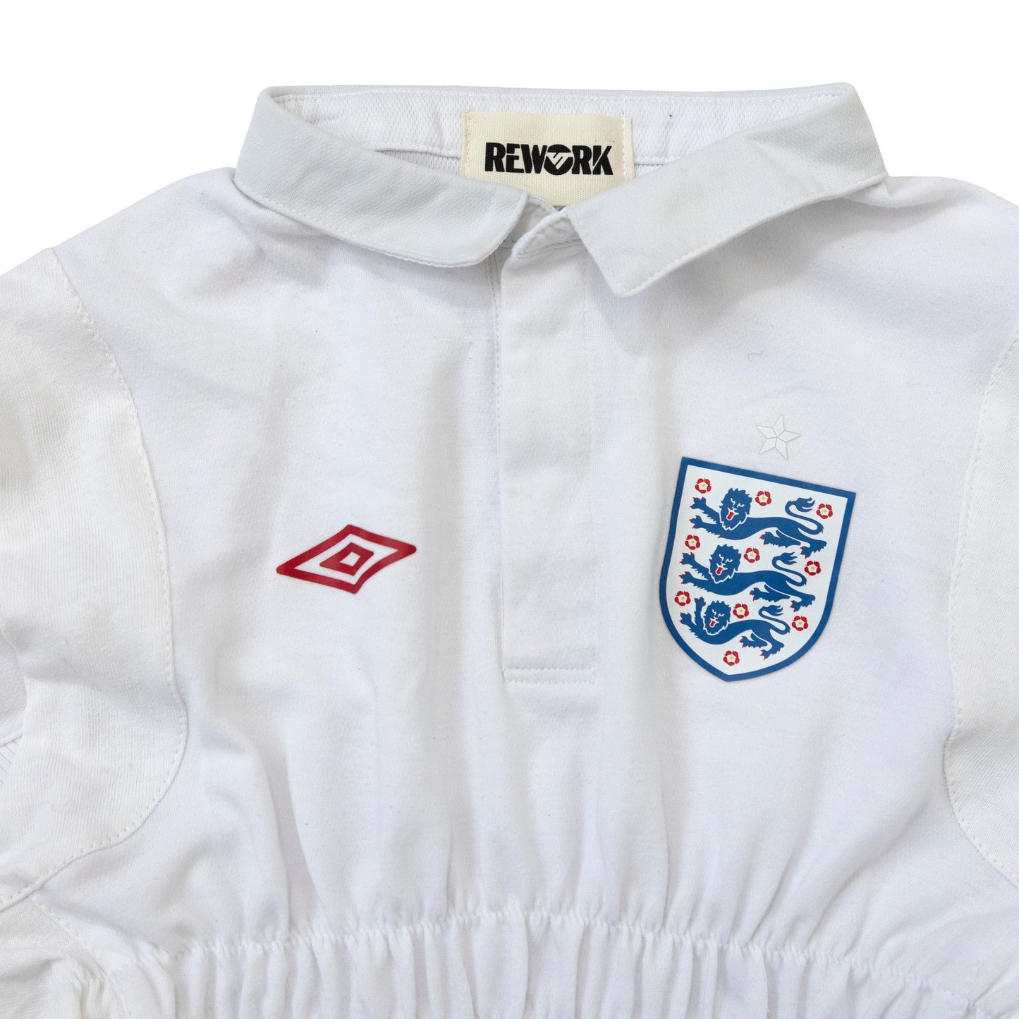 VT Rework : England x Umbro White Half Shirred Top