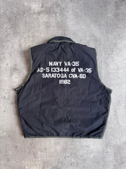 Avirex 1990s Black Nylon Multipocket Flight-Wear Pillow Neck Survival Vest