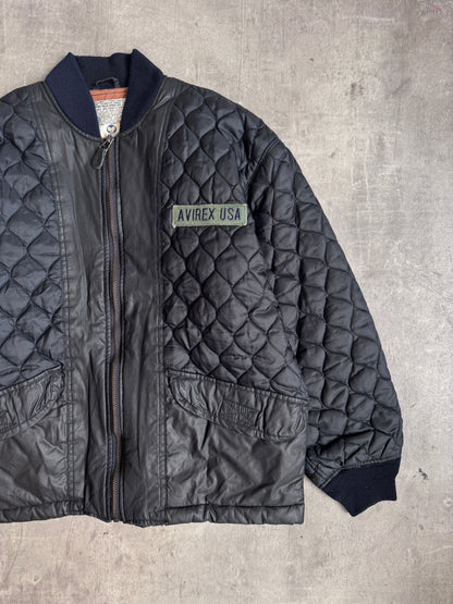 Avirex Diamond Quilt Black Nylon Puffer Jacket