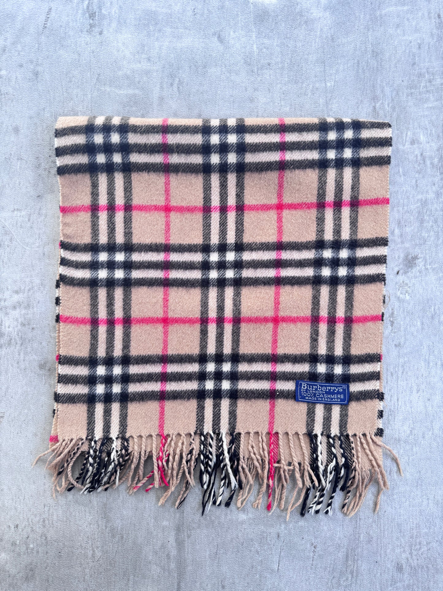 Burberry 100% Cashmere Beige Nova Check Scarf
