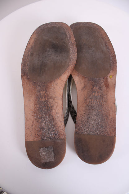 Brunello Cucinelli Metal Detail Strap Sandals Cream/ Silver 39 | DEFAULT TITLE, Cream