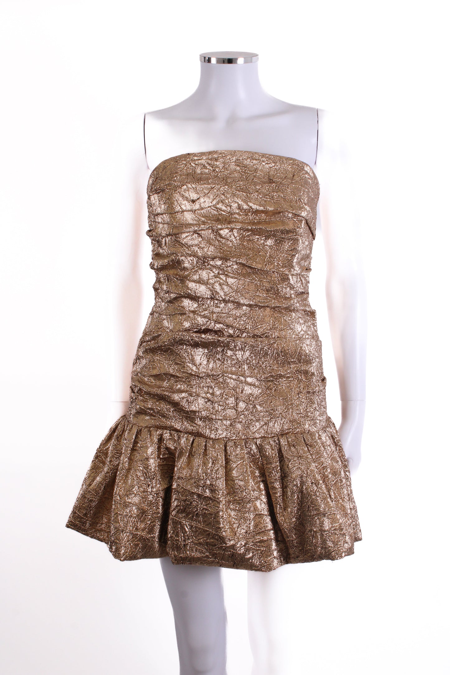 Nadine Merabi Strapless Foil Dress Gold 10 | O/S, Gold