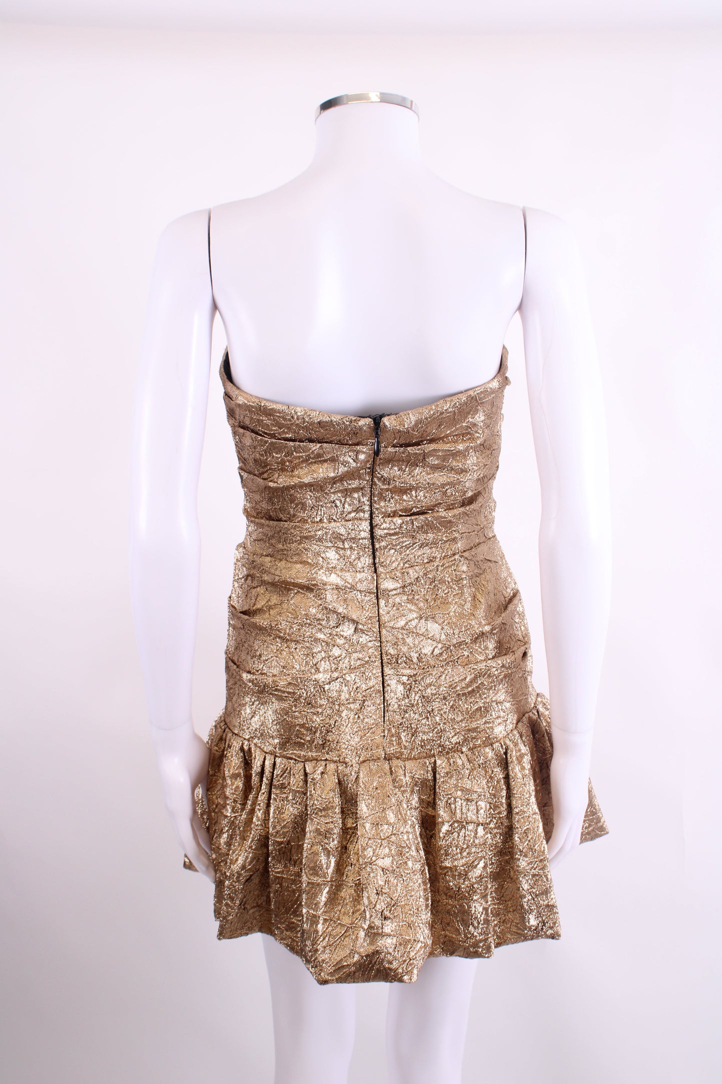 Nadine Merabi Strapless Foil Dress Gold 10 | O/S, Gold